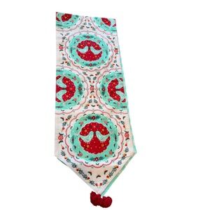 The Pioneer Woman Holiday Christmas Table Runner Red Birds Mint Green Tassels 80